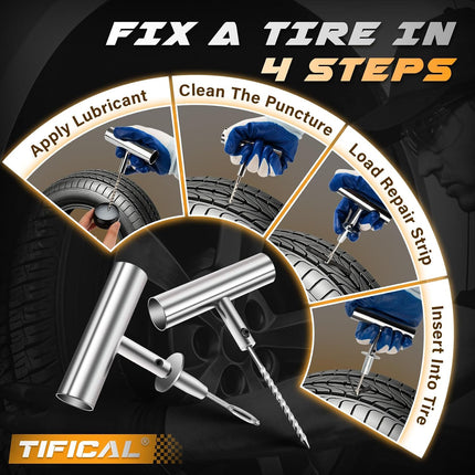 32PCS Flat Tire Repair Kit, Heavy-Duty Tubeless Puncture Repair Tools for Car ATV