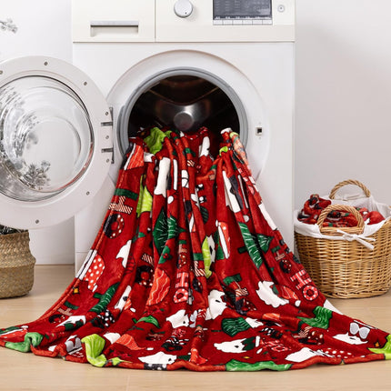 Christmas Throw Blanket – Santa Claus & Tree Printed Soft Fleece 50x60
