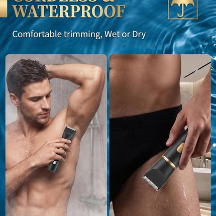 3-in-1 Manscape Body Hair Trimmer for Men, IPX7 Waterproof, USB-C Rechargeable Groomer