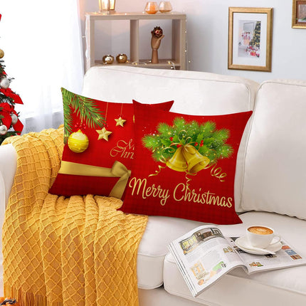 4-Pack Merry Christmas Pillow Covers, 16x16 Velvet Christmas Pillow Cases for Winter Holidays