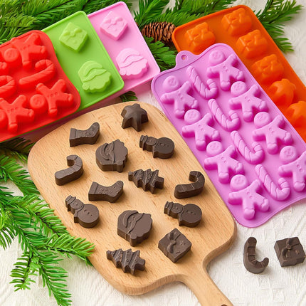 6-Pack Christmas Silicone Molds – Santa, Tree, Snowman & Gingerbread Shapes