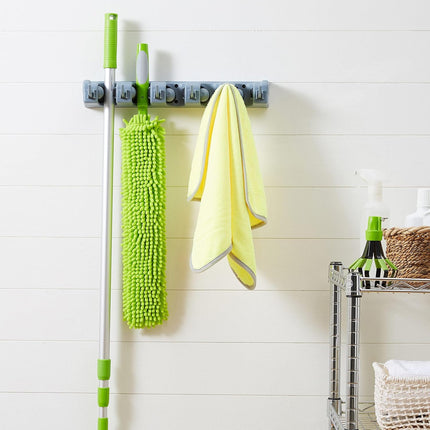 Rectangular Broom & Mop Wall Organizer – Garage, Kitchen & Laundry Storage