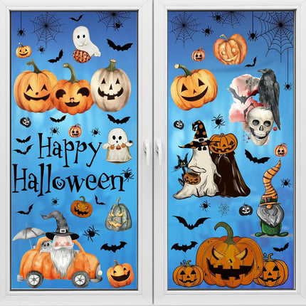 102PCS Halloween Window Clings, 8-Sheet Ghost & Pumpkin Stickers for Glass Decor