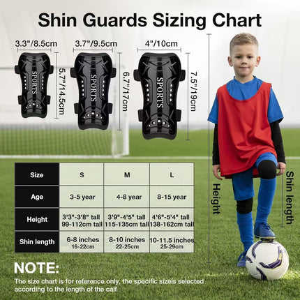 Kids Soccer Shin Guards 2 Pairs, Adjustable Anti-Slip Shin Pads for Boys & Girls