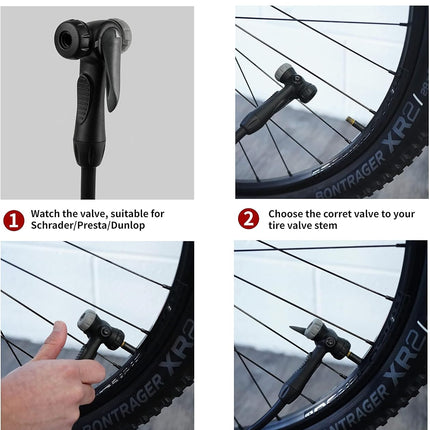 Bike Floor Pump 160 PSI, Durable Bicycle Pump with Reversible Presta & Schrader Valve