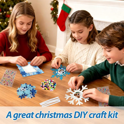 28 PCS DIY Snowflake Picture Frame Kit – Xmas Tree & Holiday Crafts for Kids