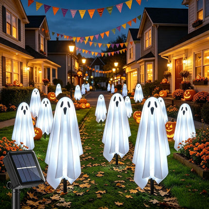 6-Pack Solar Ghost Pathway Lights, Cool White Halloween Yard, Lawn & Garden Decor