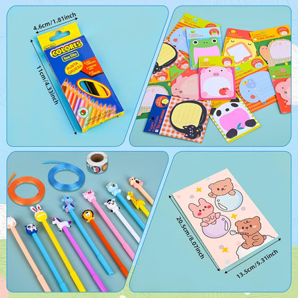63Pcs Cute Cartoon Animal Stationery Set – Birthday Gifts, Pencils, Pens & More