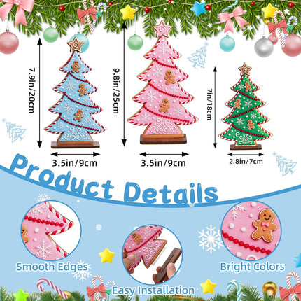 3PCS Pastel Christmas Trees – Wooden Tabletop Decor for Holiday Centerpieces