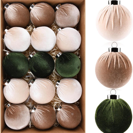 15PCS Velvet Christmas Ornaments – Shatterproof Balls in Multicolor Set