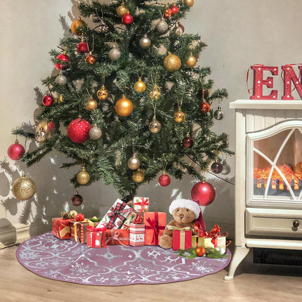Rose Pink Christmas Tree Skirt with Stocking – Elegant Xmas Tree Decoration Set
