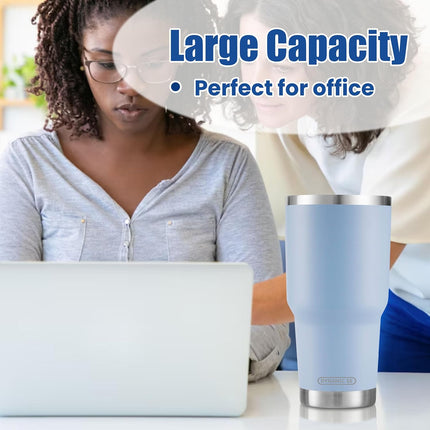 30 oz Blue Insulated Tumbler Stainless Steel Mug Straw Lid Double Wall