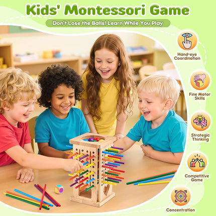 Wooden Board Game – 42 Colorful Math Sticks Learning Toy for Ages 3–6