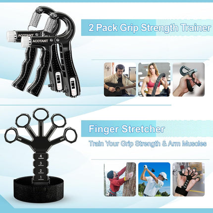 Grip Strength Trainer 5-Pack – Hand & Finger Exerciser with Carry Bag