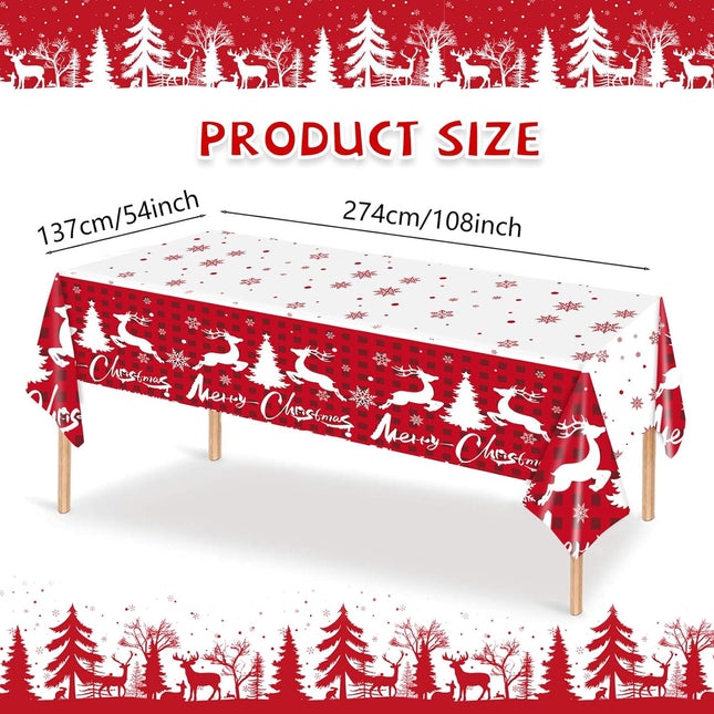 2-Pack Winter Christmas Tablecloths – Reindeer & Snowflake Disposable Decor