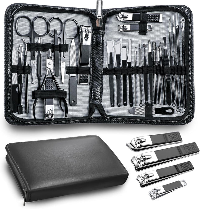 Men’s Grooming Kit – 30-in-1 Manicure & Pedicure Set with Travel Case