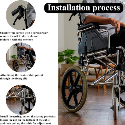 2-Pack Rollator Brake Cable Replacement Kit, 41" Cables for Wheelchair & Walker