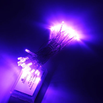 Purple 40 LED Fairy Light String, Battery-Powered for Christmas, Wedding & Party Decor