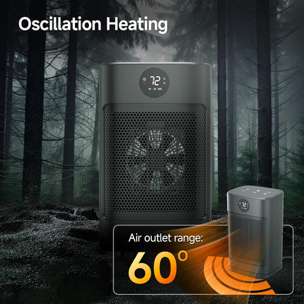 1500W Portable Ceramic Space Heater with 3 Heat Settings & Remote Control