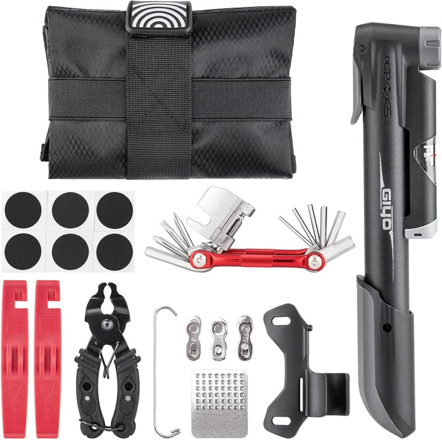 Complete Bike Repair Kit: Pump, Tools & Saddle Bag for Tire Repairs and Cycling Maintenance