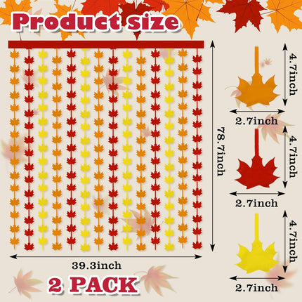 2-Pack Metallic Foil Fringe Curtains for Thanksgiving - Maple Leaves & Fall Party Backdrop