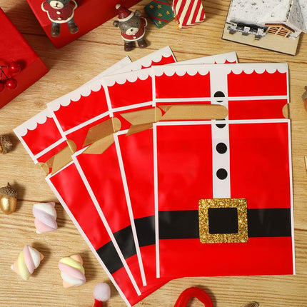 50PCS Christmas Drawstring Gift Bags Santa Suit Treat Candy Bags for Party
