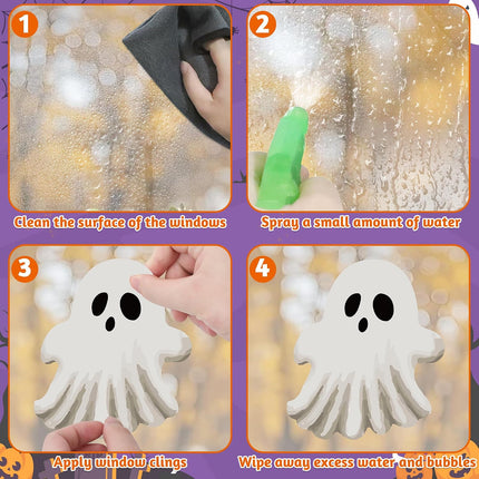 9-Sheet Halloween Window Clings, Pumpkin Ghost Bat Spider Double-Sided Decals