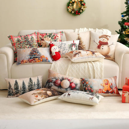 Red Green Buffalo Plaid Christmas Pillow Covers 18x18, Set of 2 for Sofa Decor