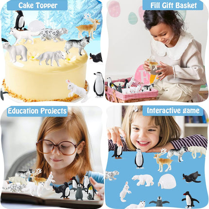 14 PCS Arctic Animal Figures – Mini Polar Animal Toys Set for Kids