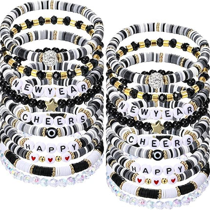 20 PCS Beaded Stretch Bracelets with Charms Bulk Jewelry Party Gifts for Women