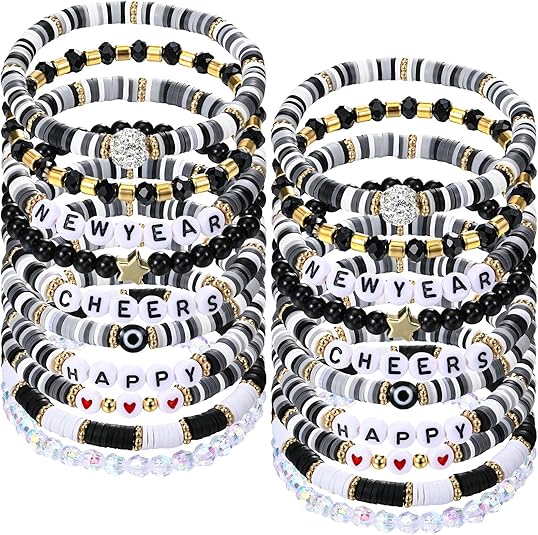 20 PCS Beaded Stretch Bracelets with Charms Bulk Jewelry Party Gifts for Women