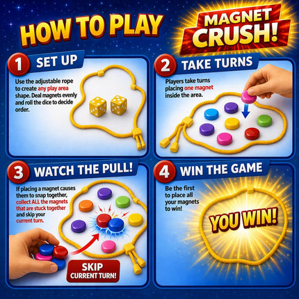 Magnet Crush Magnetic Strategy Board Game Rainbow for Kids Adults Ages 9+