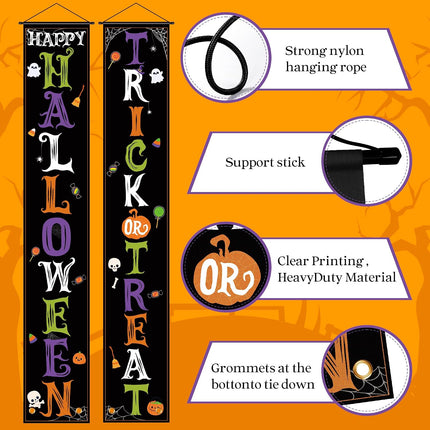 Halloween Trick or Treat Porch Banner, Hanging Door & Wall Party Decor Indoor Outdoor