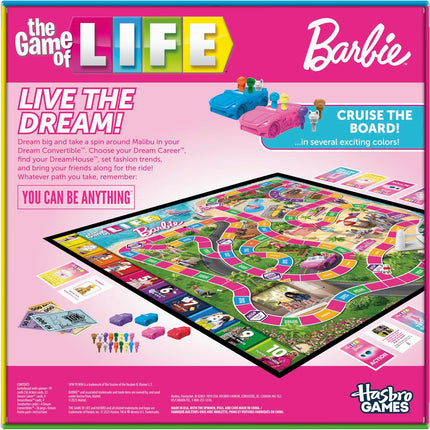The Game of Life Barbie Edition – Board Game for Kids 8+, 2–4 Players