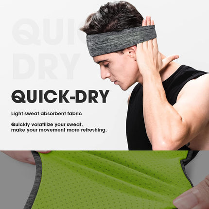 3-Pack Men's Sports Headbands, Sweat-Wicking Non-Slip Bands for Running & Fitness