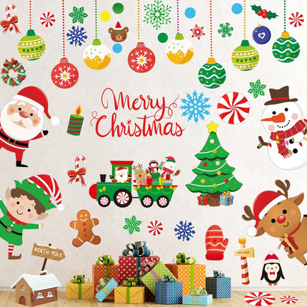 96PCS Removable Christmas Wall Decals, Santa, Snowman, Reindeer Xmas Stickers
