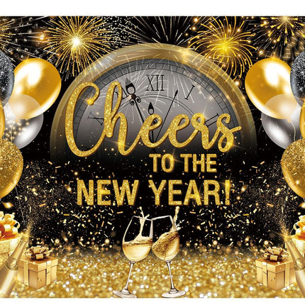 Cheers to the New Year 7x5FT Banner Photo Background NYE 2026 Party Supplies