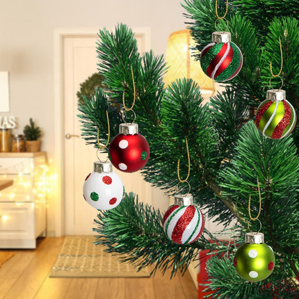 24 Pcs Christmas Glittering Elf Balls – Mini 1" Glass Ornaments with Painted Swirl Dots