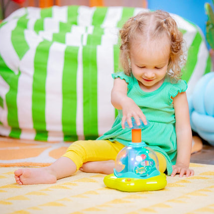 Press & Glow Spinner Musical Baby Toy, Cause & Effect Learning Toy, 6 Months+