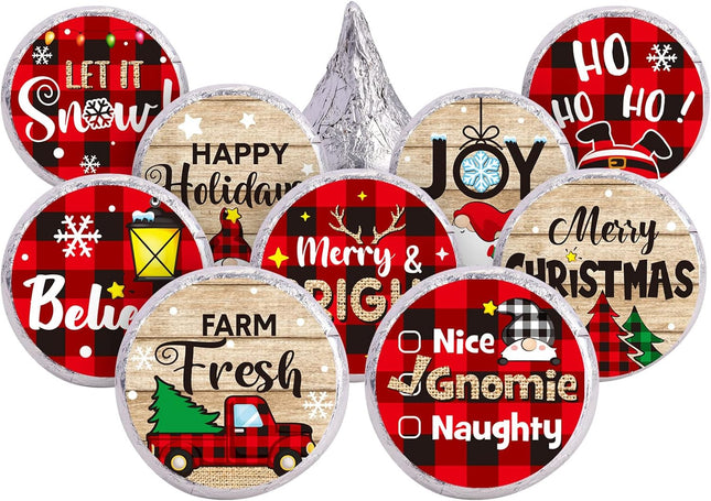 504-Pcs Christmas Kisses Stickers – Mini Round Labels for Candy & Party Favors