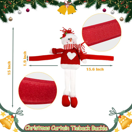 2 Pcs Christmas Curtain Tiebacks – Santa & Snowman Holders for Holiday Decor