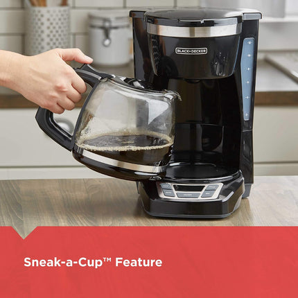 12-Cup Programmable Drip Coffee Maker with Vortex Brewing, Glass Carafe & Auto Shutoff