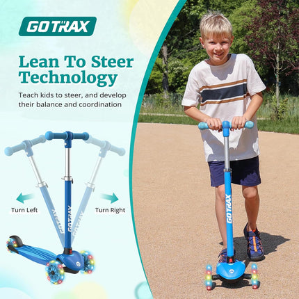 KS1 Kids Kick Scooter 3-Wheel, LED Light-Up Wheels, Adjustable Handlebar, Ages 2-8