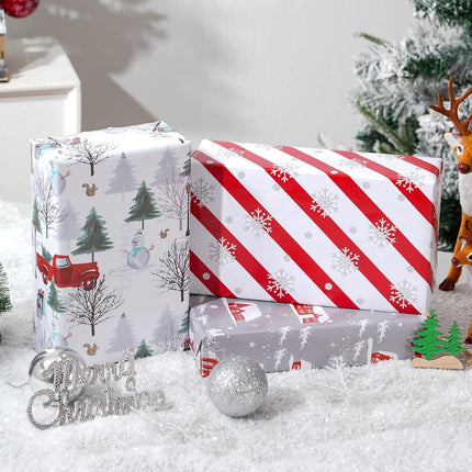 6-Pack White Christmas Wrapping Paper Recycled Jumbo Sheets, 28x40 Inches