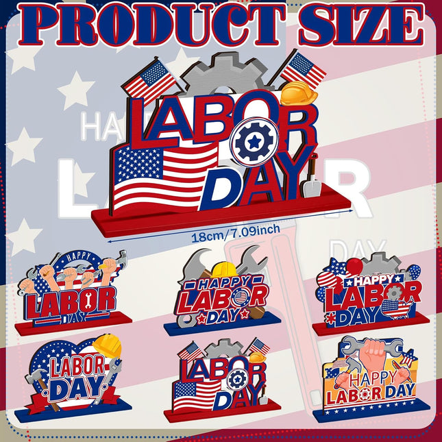 6 Pcs Labor Day Wooden Table Centerpieces Patriotic Party Decorations Decor