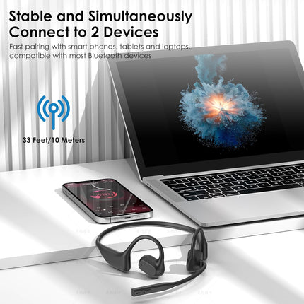 Open Ear Headphones with Mic – Bluetooth 5.3, AI Noise Cancelling, Wireless Headset
