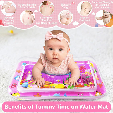 Tummy Time Water Mat for Baby Girl, Sensory Development Toy 0-12 Months