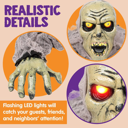 Zombie Halloween Groundbreaker Yard Decor, Sound & Flashing Eyes Graveyard Prop