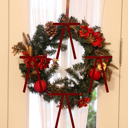 24PCS Velvet Christmas Bows – Wine Red Rustic Ribbon Bows for Tree & Wreaths