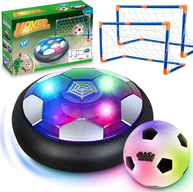 Kids Hover Soccer Ball Set with LED Lights, 2 Goals and Light-Up Ball Ages 3+